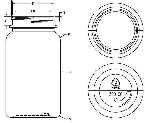 300CC WHITE PHARMA ROUND HDPE WITH 53-400 NECK FINISH