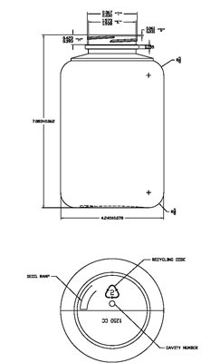 1250CC WHITE PHARMA ROUND HDPE WITH 53-400 NECK FINISH