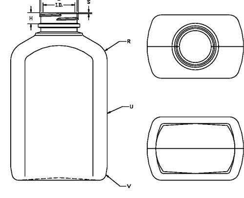625ML WHITE PHARMA OBLONG HDPE WITH 38-400 NECK FINISH