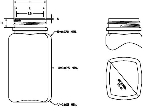 125ML WHITE PHARMA OBLONG HDPE WITH 38-400 NECK FINISH