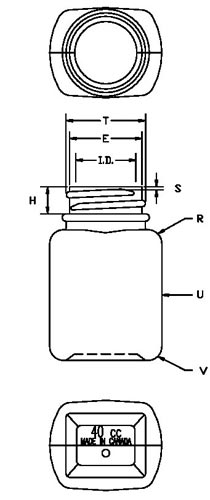 40ML WHITE PHARMA OBLONG HDPE WITH 28-400 NECK FINISH