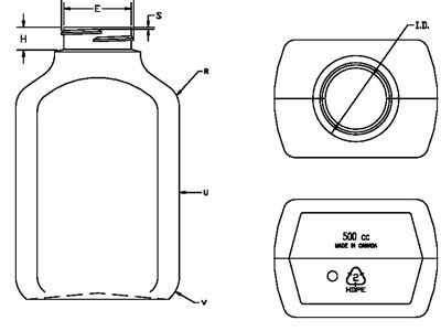 500ML WHITE PHARMA OBLONG HDPE WITH 38-400 NECK FINISH