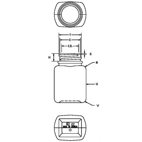 40ML WHITE PHARMA OBLONG HDPE WITH 28-400 NECK FINISH
