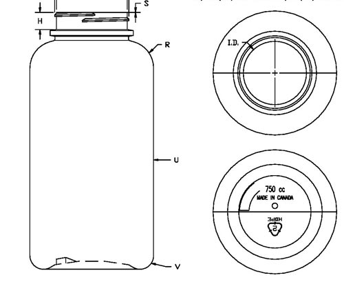 750CC WHITE PHARMA ROUND HDPE WITH 53-400 NECK FINISH