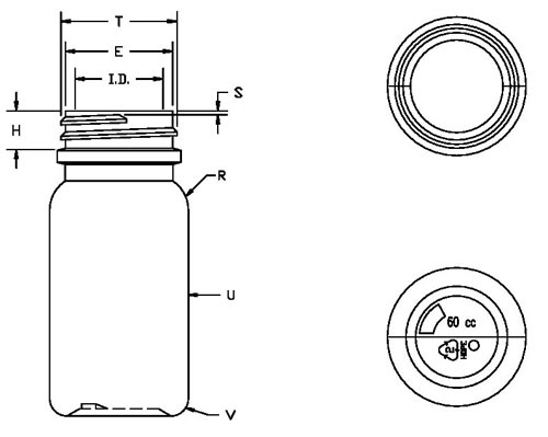 60CC WHITE PHARMA ROUND HDPE WITH 33-400 NECK FINISH