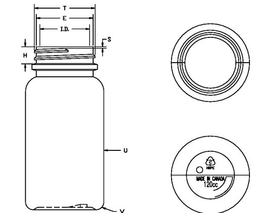 120CC WHITE PHARMA ROUND HDPE WITH 38-400 NECK FINISH