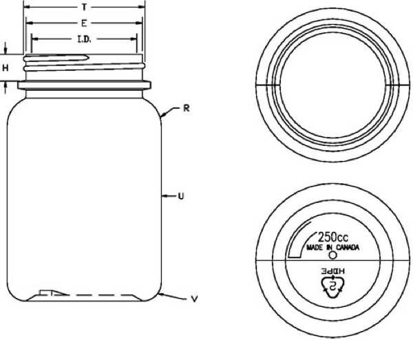 250CC WHITE PHARMA ROUND HDPE WITH 53-400 NECK FINISH