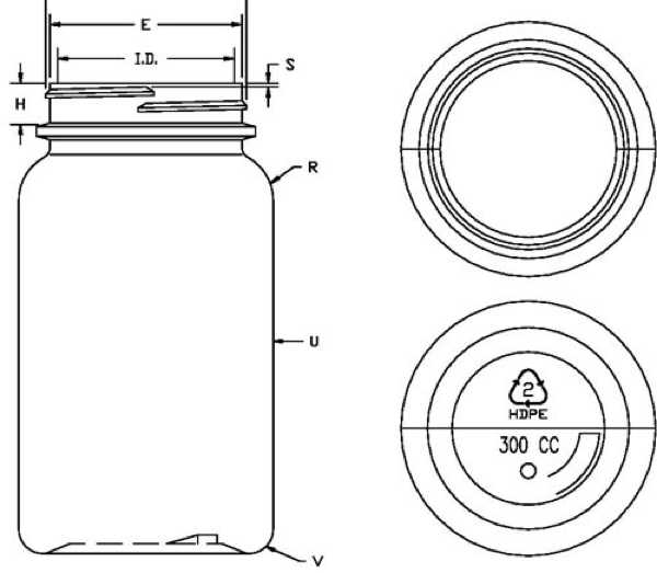 300CC WHITE PHARMA ROUND HDPE WITH 53-400 NECK FINISH