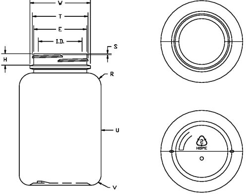 400CC WHITE PHARMA ROUND HDPE WITH 53-400 NECK FINISH