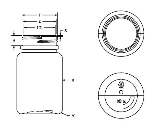 100CC WHITE PHARMA ROUND HDPE WITH 38-400 NECK FINISH