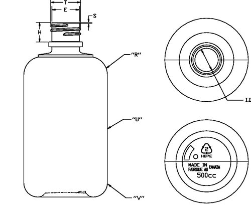 500CC WHITE PHARMA ROUND HDPE WITH 28-410 NECK FINISH