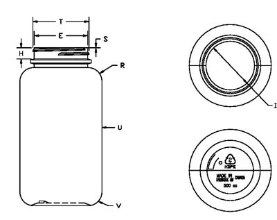 500CC WHITE PHARMA ROUND HDPE WITH 53-400 NECK FINISH