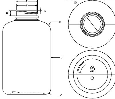 950CC WHITE PHARMA ROUND HDPE WITH 45-400 NECK FINISH