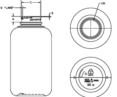 500CC WHITE PHARMA ROUND HDPE WITH 38-400 NECK FINISH