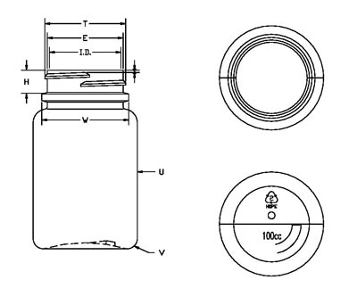 100CC WHITE PHARMA ROUND HDPE WITH 38-400 NECK FINISH