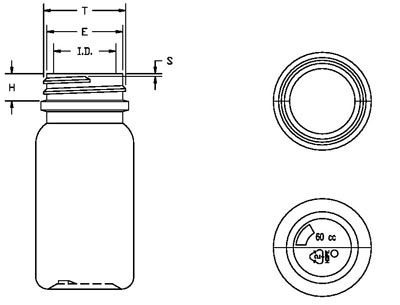 60CC WHITE PHARMA ROUND HDPE WITH 33-400 NECK FINISH
