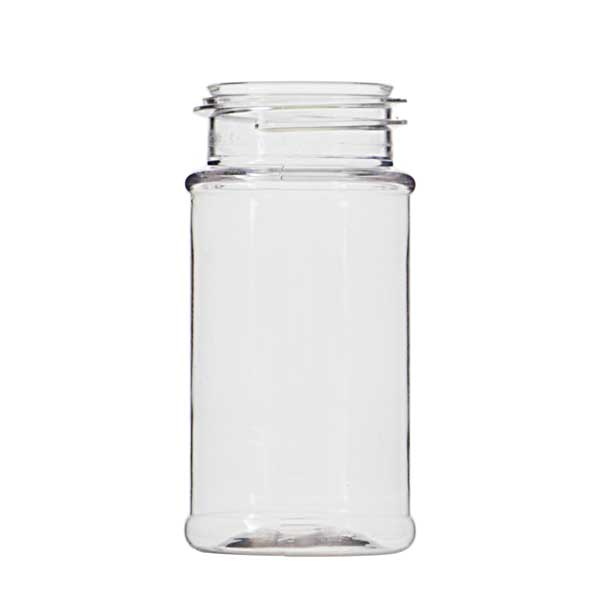 3.75 oz. Clear PET Round Spice Jar with 43/485 Neck (Cap Sold