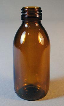 150ML AMBER GLASS SYRUP ROUND GLASS WITH 28MM NECK