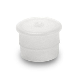 24MM CLEAR LDPE FLAT TOP STRAIGHT SHANK DISPENSING PLUG - BLIND, 0.015" OR 0.052" ORIFICE