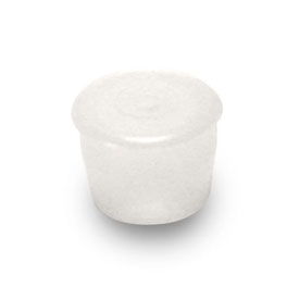 24MM CLEAR LDPE FLAT TOP STRAIGHT SHANK DISPENSING PLUG WITH ORIFICE 0.037", 0.052", 0.090", OR 0.1"