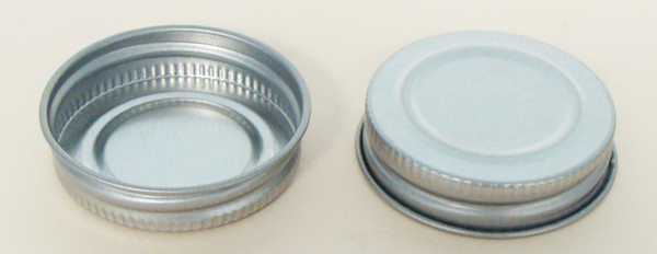 43-485 WHITE THREADS, KNURLS, & CURL TIN-PLATE STEEL METAL CONTINUOUS THREAD (CT) CAP