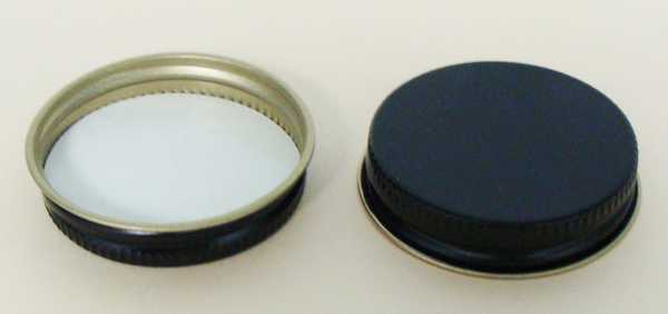 58-400 WHITE THREADS, KNURLS, & CURL TIN-PLATE STEEL METAL CONTINUOUS THREAD (CT) CAP WITH PULP POLY LINER
