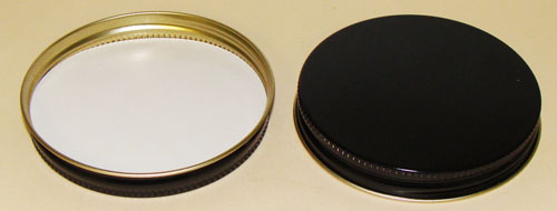 70-400 WHITE THREADS, KNURLS, & CURL TIN-PLATE STEEL METAL CONTINUOUS THREAD (CT) CAP WITH PULP POLY LINER