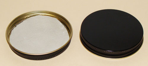 70-400 WHITE THREADS, KNURLS, & CURL TIN-PLATE STEEL METAL CONTINUOUS THREAD (CT) CAP WITH PULP ALUMINUM LINER