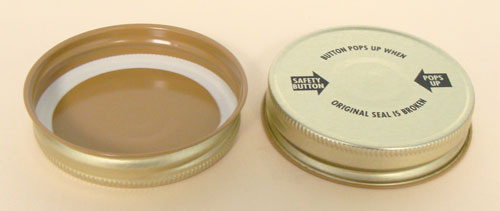70MM THREADS, KNURLS, & CURL TIN-PLATE STEEL BUTTONED METAL CONTINUOUS THREAD (CT) CAP WITH PLASTISOL LINER