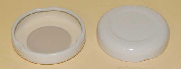 38-2000 WHITE TIN-PLATE STEEL BUTTONED METAL LUG / TWIST CAP WITH PLASTISOL LINER