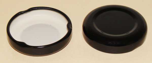 38-2000 BLACK TIN-PLATE STEEL METAL LUG / TWIST CAP WITH PLASTISOL LINER