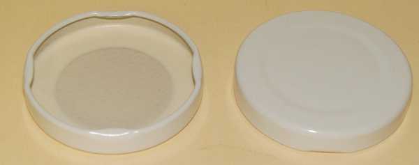 48-2010 WHITE TIN-PLATE STEEL METAL LUG / TWIST CAP WITH PLASTISOL LINER