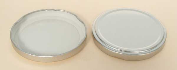 82-2040 WHITE TIN-PLATE STEEL METAL LUG / TWIST CLOSURE WITH PLASTISOL LINER
