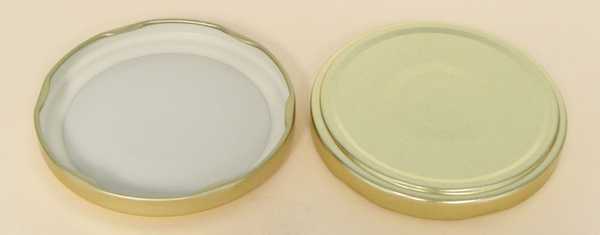 82-2040 WHITE TIN-PLATE STEEL BUTTONED METAL LUG / TWIST CLOSURE WITH PLASTISOL LINER