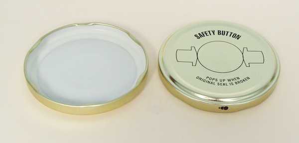 82-2040 WHITE TIN-PLATE STEEL BUTTONED METAL LUG / TWIST CLOSURE WITH PLASTISOL LINER