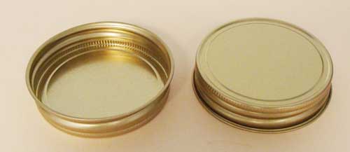 70MM WHITE THREADS, KNURLS, & CURL TIN-PLATE STEEL METAL CONTINUOUS THREAD (CT) CAP WITH NO LINER