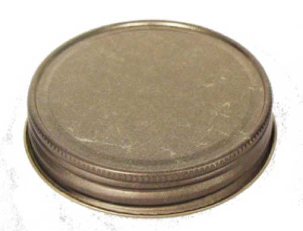 70MM WHITE THREADS, KNURLS, & CURL TIN-PLATE STEEL METAL CONTINUOUS THREAD (CT) CAP WITH NO LINER