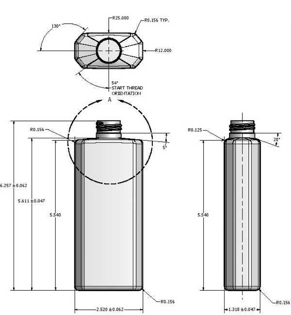 250ML CLEAR BEVELLED OBLONG PET WITH 24-410 NECK FINISH
