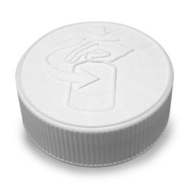 53-400 WHITE RIB SIDE PICTORIAL TOP CHILD RESISTANT CAP