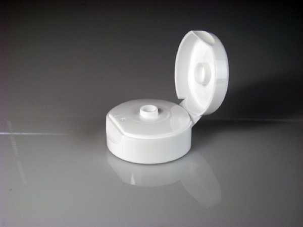 22-400 WHITE SMOOTH SIDE SMOOTH TOP PLASTIC FLIP DISPENSING CAP WITH .125" ORIFICE