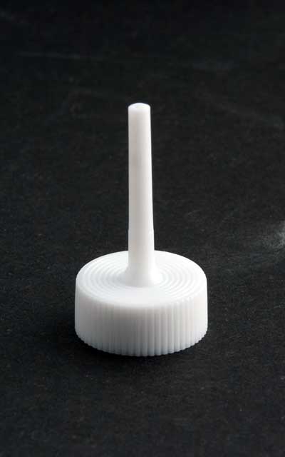  WHITE RIB SIDE #28 TUBE NECK TOP SEAL OPEN SPOUT CLOSURE (0.028" ORIFICE)