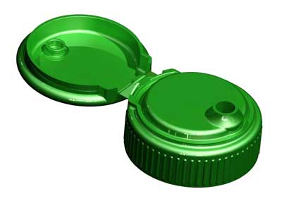 38-400 GREEN RIB SIDE LAND SEAL FLIP TOP CLOSURE (0.300" ORIFICE)