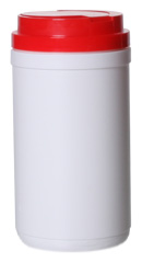 24OZ WHITE CANISTER-TOWEL WIPE SNPT ROUND HDPE WITH 83MM NECK