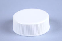 28MM WHITE RIB SIDE / SMOOTH TOP PP CONTINUOUS THREAD (CT) CAP