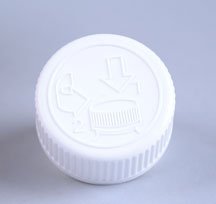 28MM WHITE RIB SIDE / PICTORIAL TOP PP SECURX PUSH-AND-TURN CHILD RESISTANT CAP (CRC)