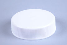 38MM WHITE RIB SIDE / SMOOTH TOP PP CONTINUOUS THREAD (CT) CAP