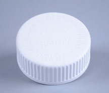 38MM WHITE RIB SIDE / TEXT TOP PP SECURX PUSH-AND-TURN CHILD RESISTANT CAP (CRC)