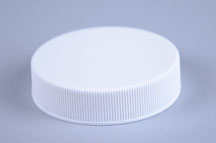 45MM WHITE RIB SIDE / SMOOTH TOP PP CONTINUOUS THREAD (CT) CAP