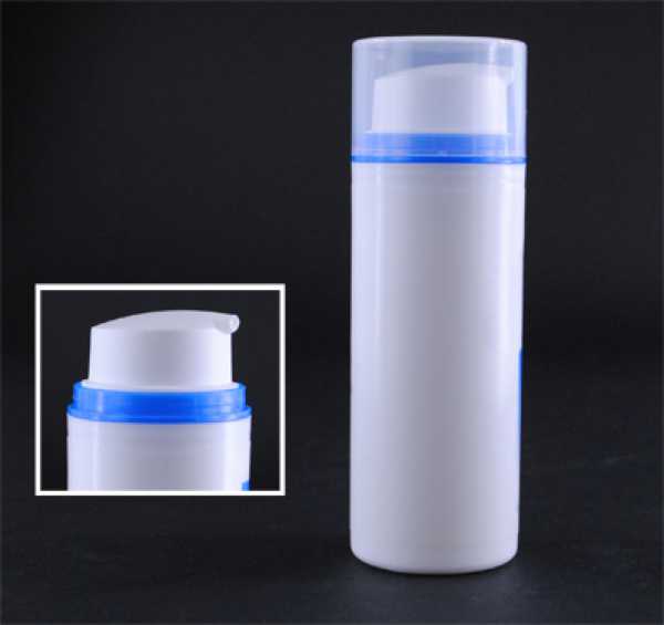 50ML WHITE AIRLESS WITH CLEAR OVERCAP ROUND PP