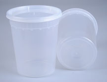 32OZ NATURAL DELI CONTAINER WITH LID ROUND PP